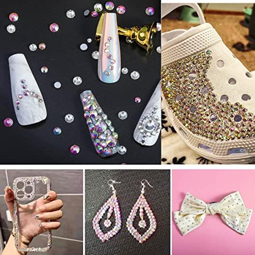 Beadsland 1440pcs Flat Back Crystal Rhinestones Round Gems for Nail Art and Craft Glue Fix, CrystalAB, SS20, 4.6-4.8mm - 4