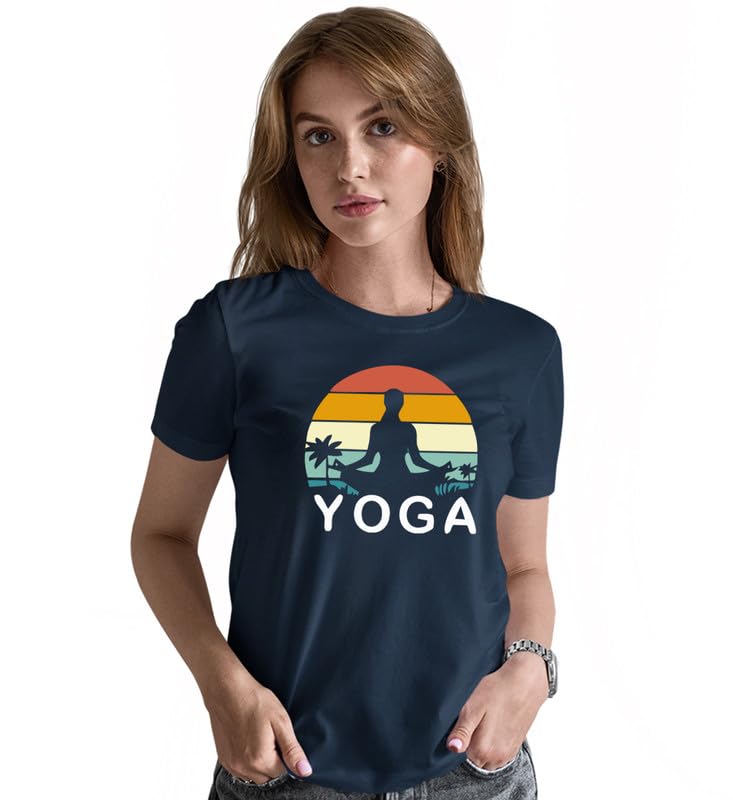 Image of INDISSH Women's Regular Fit Half-Sleeves YOGA6 Themed Garphic Printed Tshirt|Regular Wear T-Shirt for Women's| Pack of 1 T-Shirt|