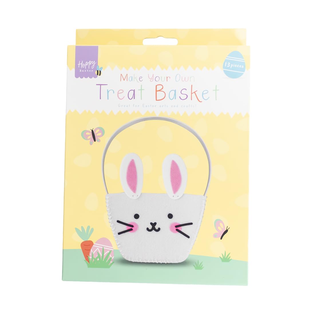 Gem Imports Multicolour Make Your Own Easter Bunny Felt Treat Basket – Diy Sewing Craft Kit For Kids Easter Activity & Basket Making