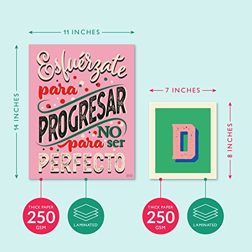 Set of 8 Motivational Posters in Spanish & BIENVENIDOS Letters for