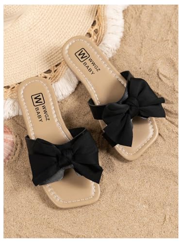 Image of GORGLITTER Girl's Slip on Sandals Bow Sandals Round Open Toe Beach Sandals