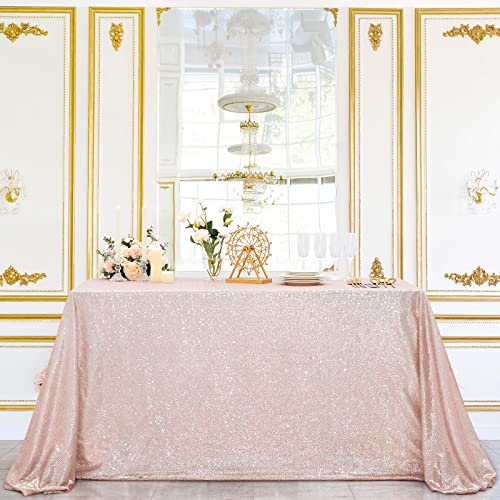 B-Cool Sequin Table Cloth For Wedding Tablecloth Glitter Overlays Cover Champagne Blush Sequin Tablecloth Rectangular 90X132Inch Table Cloth For Parties Halloween Mother's Thanksgiving Day #TOP11