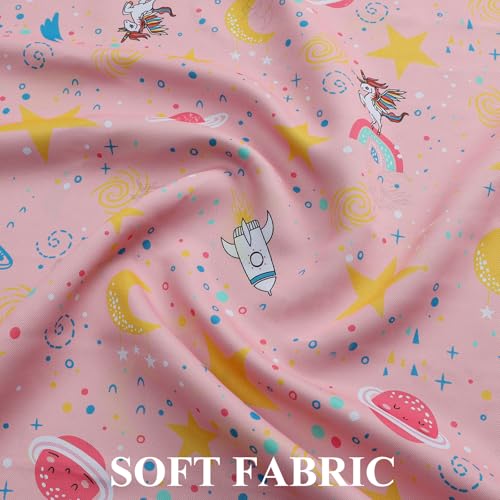 Image of Star & Moon Pattern Pink Blackout Curtains for Girls Bedroom 63 Inch Long | Estelar Textiler Cute Unicorn Theme Thermal Insulated Room Darkening Grommet Drapes for Kids Bedroom /Nursery,38Wx63L,2 Panels