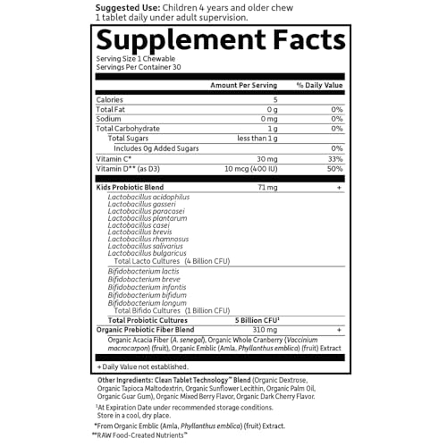 Garden of Life Probiotic Chewable Dr. Formulated Organic Kids+ Supplement, Shelf Stable for Kids - 30 Count - Image 6