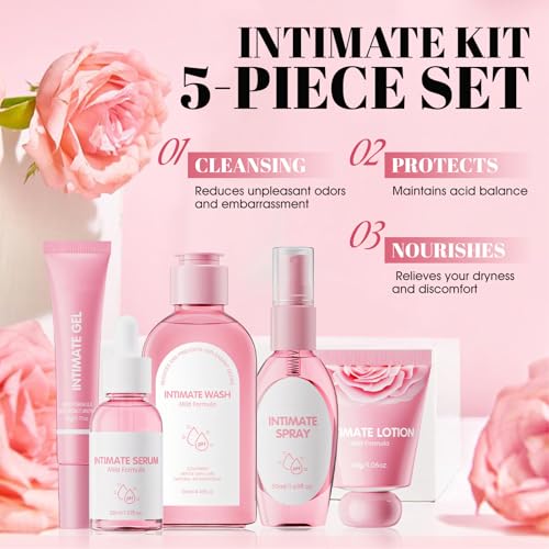 Gel Intimo Mujer, Higiene Intima Mujer Set con Gel íntimo, Desodorante Intimo, Esencias Delicadas, Loción, Spray, Limpieza y Cuidado Rápidos, 5 Artículos - imagen 3
