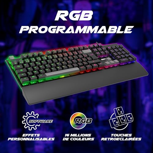 AKUMA Shonen K02 Clavier Gamer AZERTY Français 105 Touches Filaire USB, Rétro-Éclairage LED RGB - PROGRAMMABLE-Repose Poignet MAGNETIQUE 26 Touches Anti-ghosting - Clavier Gaming pour PC/PS4/PS5 – Image 4