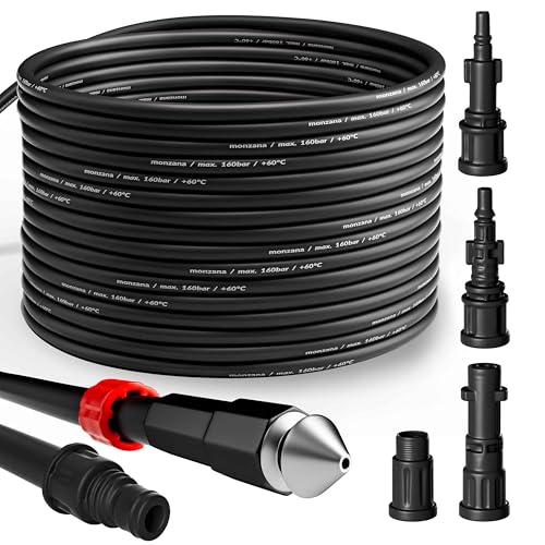 DEUBA® Desatascador Tuberias a Presion 15m Compatible Karcher K2-K7 Bosch Kit Manguera Limpieza 160Bar 4 Adaptadores Desague Fregadero herramientas fontaneria