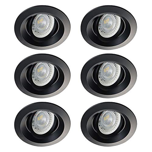 Preisvergleich Produktbild Einbaustrahler Schwenkbar SONYA (Schwarz) IP20 Deckenstrahler Einbauleuchte Deckeneinbauleuchte Deckenspot Inkl. 6X SONYA (Schwarz) Rund Einbauleuchte, 6x Fassung GU10 - ohne Leuchtmittel