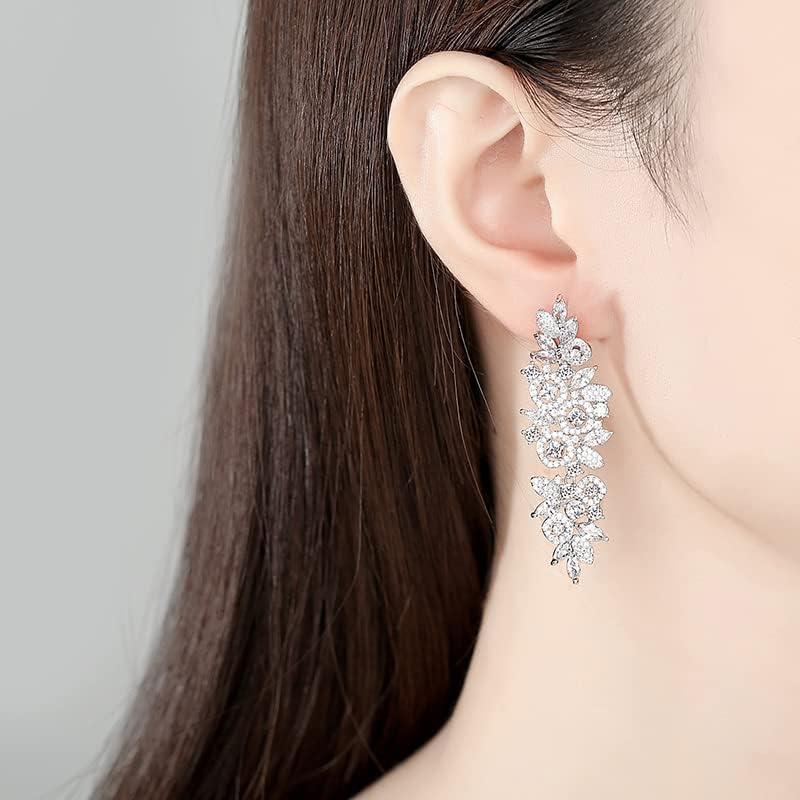 14K Gold Natural Crystal Chandelier Earrings for Women,Unique Branch Design Moissanite Drop Earrings,Luxury Jewelry Gift for Her - Image 3