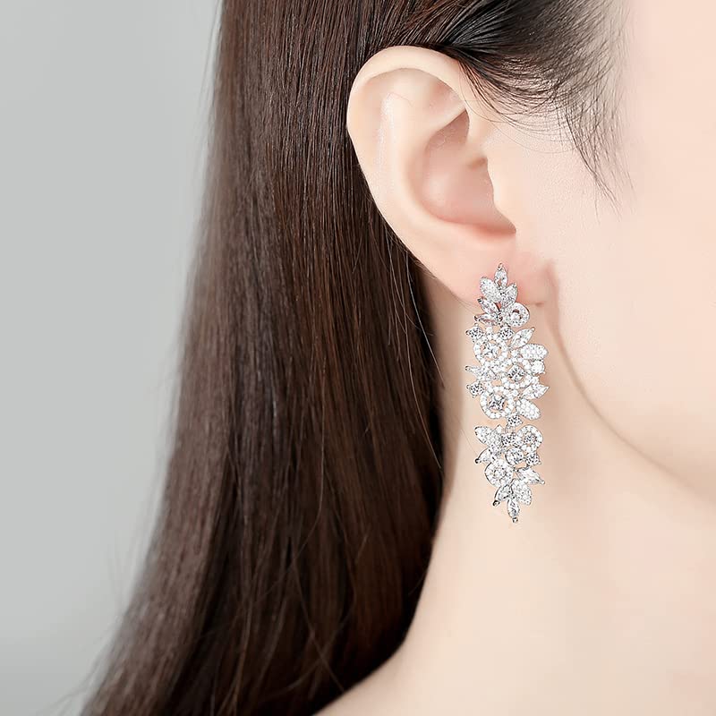 14K Gold Natural Crystal Chandelier Earrings for Women,Unique Branch Design Moissanite Drop Earrings,Luxury Jewelry Gift for Her3