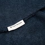 TOM TAILOR Surf Poncho für Damen und Herren, L-XL, 100% Baumwolle/ Frottier, Badeponcho mit Kapuze, Bauchtasche und Logostickerei, Blau (Dark Navy)