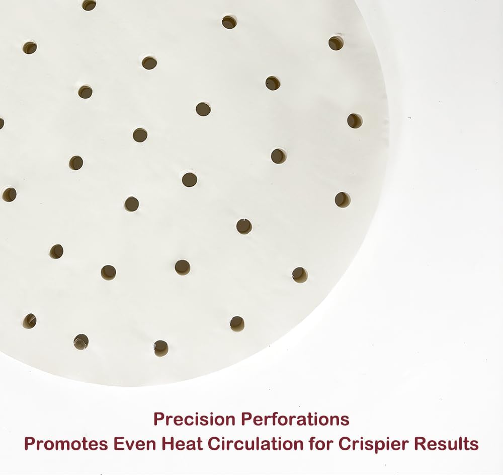 Premium Perforated Parchment Paper Air Fryer Liners 400pcs 9 inch Bamboo Steamer Liners Dumpling Sheets Non-stick Basket Mat Perfect for Air Fryers/Steaming/Baking (9 inch 400 pcs)