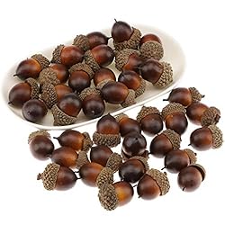 Gresorth 50pcs Artificial Lifelike Simulation Small Acorn Set Decoration Fake