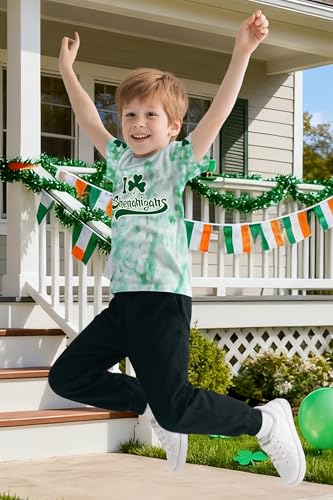 Image of TMSD Unisex Kids St.Patrick's Day T-Shirt Short Sleeve Crew Neck Clover Shamrock Tee 4-14 Years