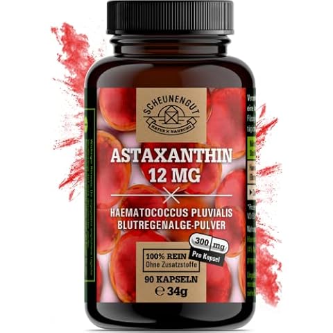 Astaxanthin - 12mg - WICHTIG: Zertifiziert Laborgeprüft & Vegan I Keine Oxidation möglich I Astaxanthin hochdosiert in veresterter Struktur = Optimale Bioverfügbarkeit I 90 Kapseln I DE I SCHEUNENGUT® Cover