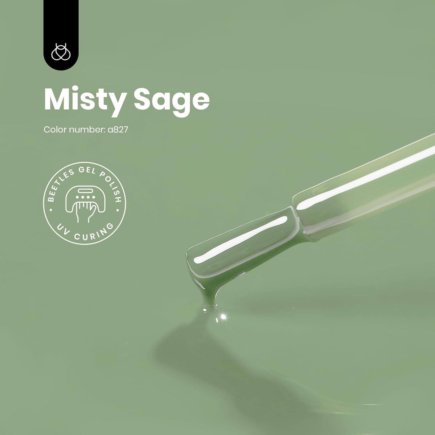 Beetles Sage Green Gel Polish - Misty Sage 15ML/0.51Fl Oz, Green Gel Nail Polish, Soak Off UV LED Lamp Pastel Nails Art, Long-Lasting Manicure Salon Home Bright Summer Day Nails