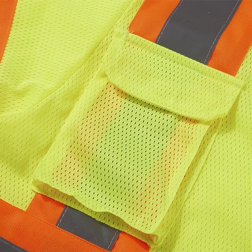 SV5300, ANSI/ISEA Class 3, High Vis Mesh Safety Vest, 3M Reflective w/Orange binding, 7 Pockets, Neon Green4