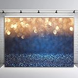 BoTong 7x5ft Blue and Gold Spots Photography Backdrop (Not Glitter) Baby Photo Background Photo Baby Shower Birthday Carnival Party Kids Newborn Children Portrait Photo Studio BT-win0373-7x5FT