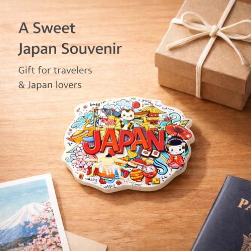 Imán decorativo japonés para refrigerador, rojo, ovalado miniatura 4