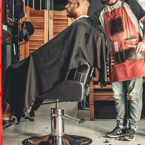 Capa de peluquería impermeable Ipetboom con cierre de broche, delantal transpirable negro para salón y barbería miniatura 5