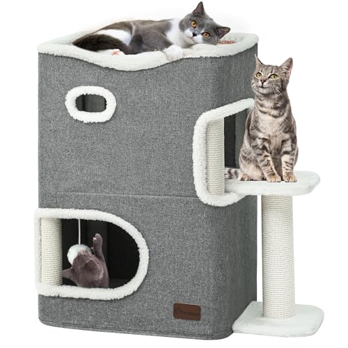 YITAHOME 2-Tier Cat House, Indoor Cat Cave Bed Playhouse, Covered Cat Beds & Furniture with Scratch...
