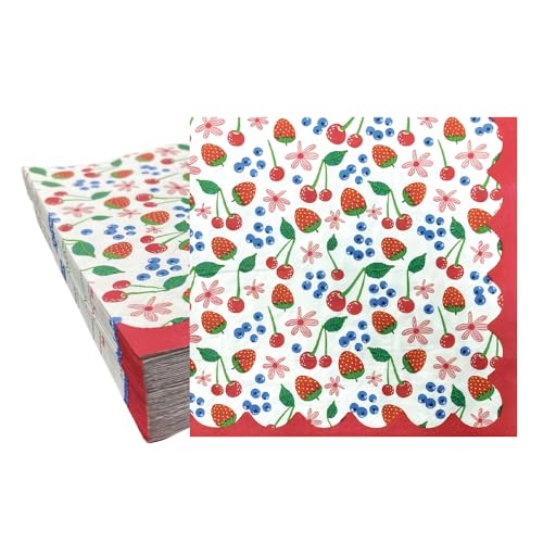Ottin Red Strawberry Luncheon 6.5 Paper Napkins 50pcs 3-Ply