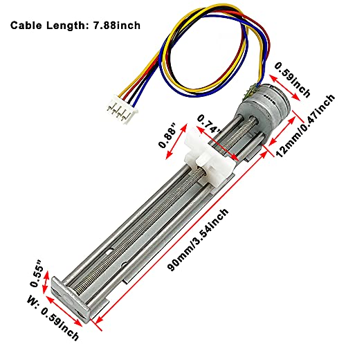 Qinizx Dc 5V-9V 12V 2 Phase 4 Wire Stepper Motor Linear Rail 90Mm Stroke Lead Screw Linear Stage Actuator With Nut Slider Step Angle 18 Degree For Diy Laser Engraving Machine thumb #3