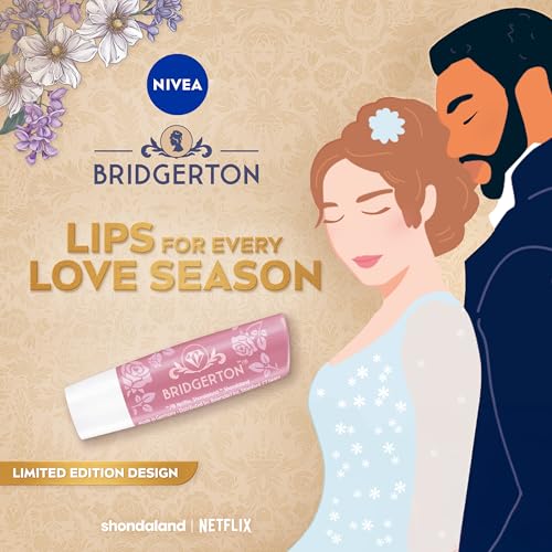 Image of NIVEA Rose Meringue Lip Care, Bridgerton Design Lip Balms, 0.17 OZ