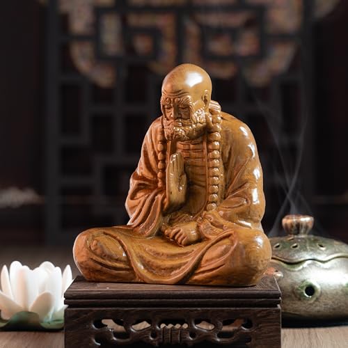 Estatua de Madera Bodhidharma en Meditación miniatura 7