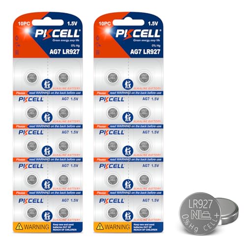 PKCELL 20-Pack Batería para Reloj AG7 1.5V LR927 SR927SW
