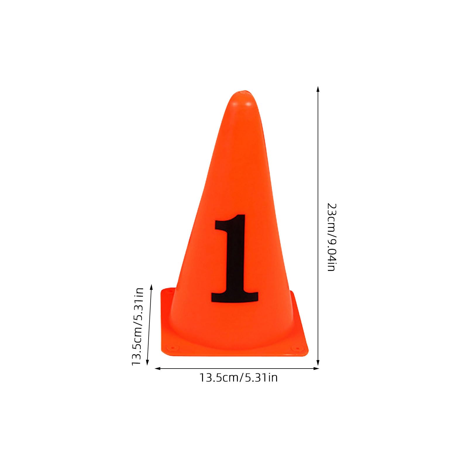 SUPVOX Lot de 10 Cônes de Signalisation Numérotés en Polyéthylène Orange, Légers et Portables, pour Entraînement de Football Intérieur et Extérieur, Marquage D’Obstacles et Exercices