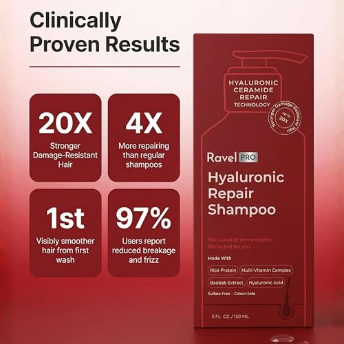 Image of Ravel PRO Damage /Hyaluronic Repair Shampoo, Restores & Strengthens Damaged Hair, Repairs Split Ends & Adds Shine, For All Hair Types, Men & Women - 150ml