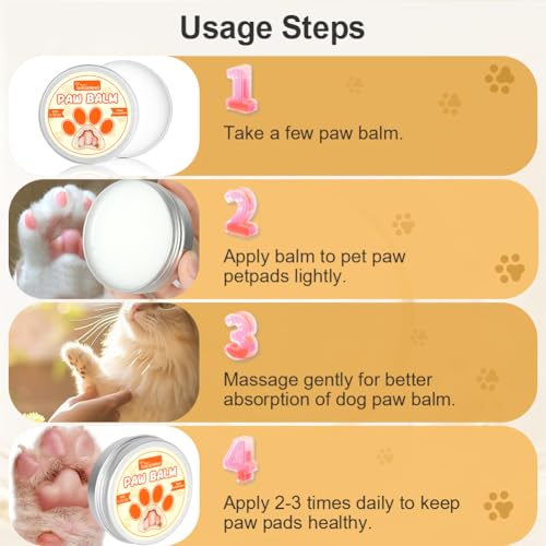 Aomig Pfotenbalsam Hunde Katzen Pfotenpflege mit Natürliche Beruhigende Pfotenschutz Hund Nase Creme Pflegecreme Hundepfoten Rissig Trocken Juckend Empfindlich Wundheilung Schutz Herbst Winter (50g)