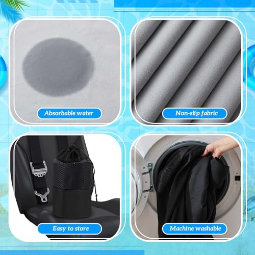 Image of Hahafelt 2 Pack Car Seat Towel Cover with Storage Bag, Black,Gray