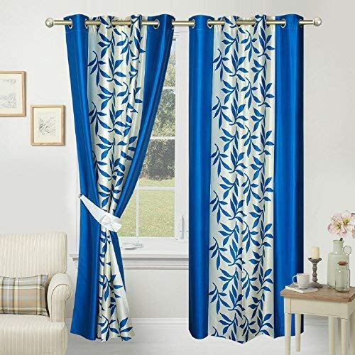 Soulful CreationsPolyester Curtains for Window 5 feet, 2 Piece , Aqua (2, 5 Feet)