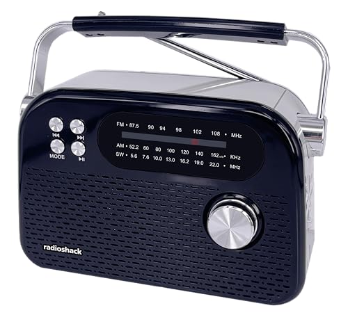 RadioShack AM/FM/SW 3-Band Vintage Radio with Bluetooth Function and USB/TF Ports (Black)