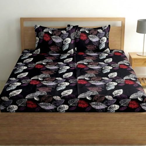 Image of Fashion String Microfibre 144TC Black Forest Fitted Double (72 X 78) Bedsheet with 2 Pillow Covers
