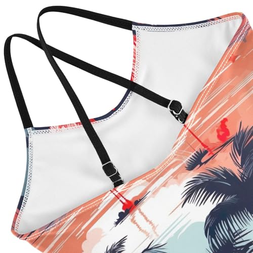 Flamingo Palm Girls One Piece Swimsuit Beach Swimwear 208490664