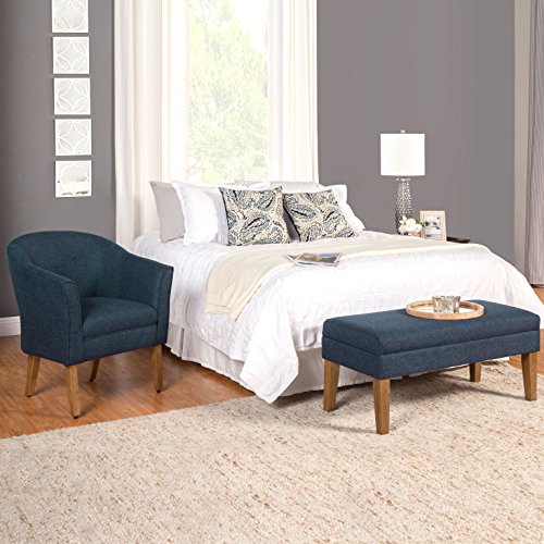 Homepop Barrel Shaped Accent Chair,Arm Rest, Wood And Polyester,Blue Medium #TOP6