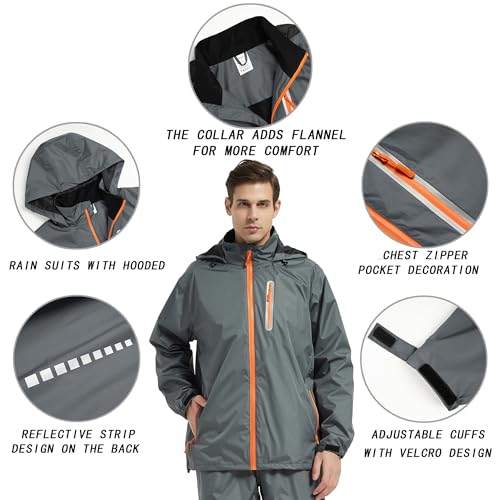 Rain Suits for Men Women Waterproof Lightweight Hooded Breathable Rain Gear Raincoat for Fishing Hiking Cycling3