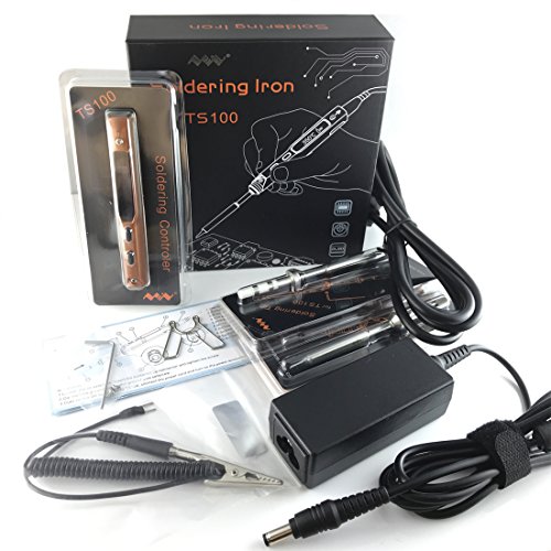 UY CHAN (2 Tips) Original TS100 Digital OLED Programmable Pocket-size Portable Soldering Iron Station Kit DC 5525 Embedded Interface Acceleration Sensors STM32 Chip (with B2 Tip + BC2 Tip)