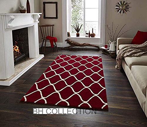 Image of Classical Look Plain Handmade Tufted Carpet with Super Soft & Pure Woolen Carpet for Your BEDROOMS & Living Room with 1 INCH Pile Height 6.0 X 9.0 FEET (180x270 cm) Multi
