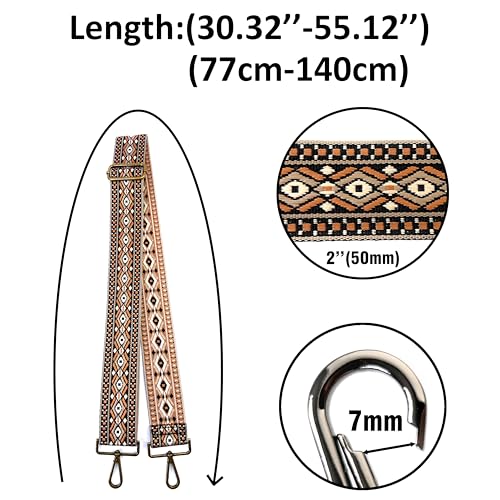 Image of Purse Strap with Bronze Hardware Guitar Style Adjustable Shoulder Crossbody Replacement Strap | Premium Webbing with Bronze Hardware Clip-On Installation Adjustable Length Comfortable Wide Guitar Style Strap