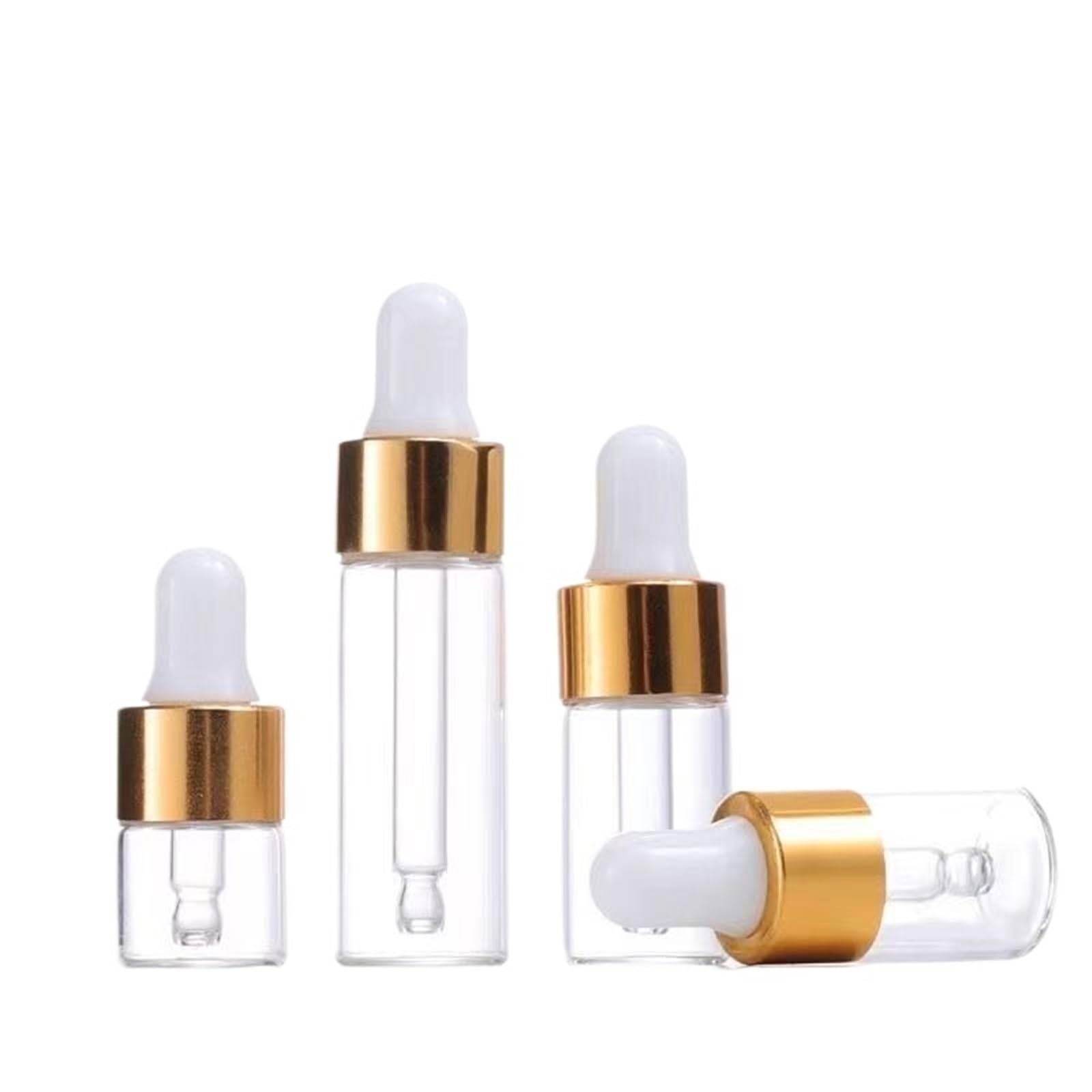 ZUXWUX Dropper dispensing bottle Glass Dropper Bottle Empty Transparent Gold Cap Perfume Pipette Essential Oil Aromatherap(2ml)
