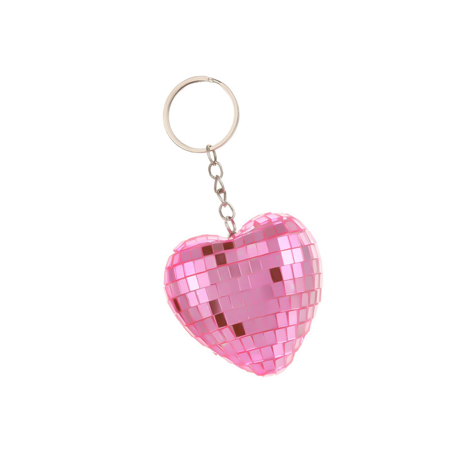 Buxuaaaa Shimmering Heart Ball Keychain Smooth Mirrored Glass Sphere Pendant Keyring Ornament Accessories Friend Family Heart Shaped Reflective Keyring