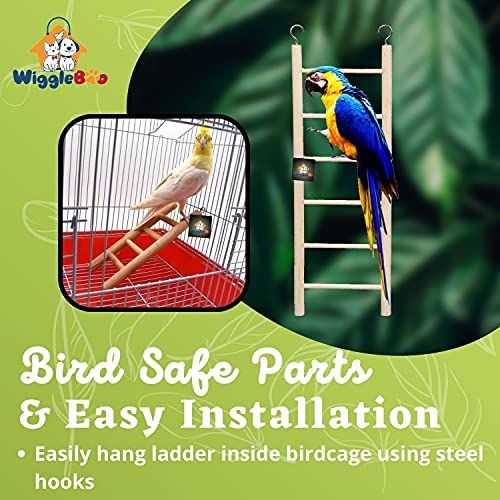 Image of 28cm Natural Wooden 6 Step Ladder Bird Toy | Climbing, Exercise & Fun | for Medium & Large Birds