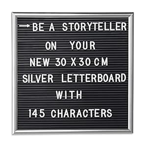 Relaxdays Letterbord met houten frame, 145 letters, cijfers en speciale tekens, groefbord om te steken, 30 x 30 cm…