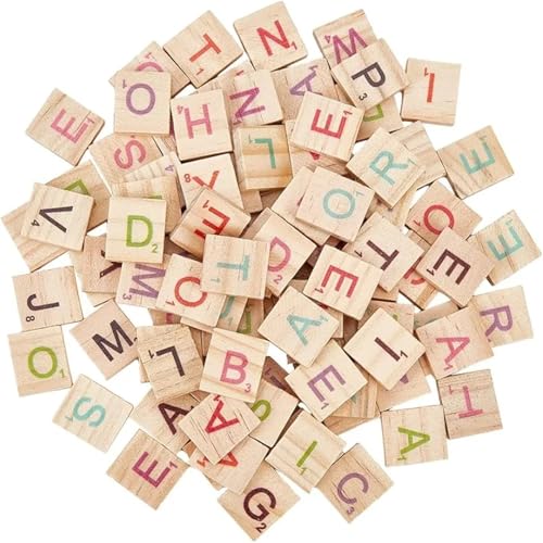 6sets Colorful Wood Letter Tiles A-Z Capital Letters Pieces miniatura 1
