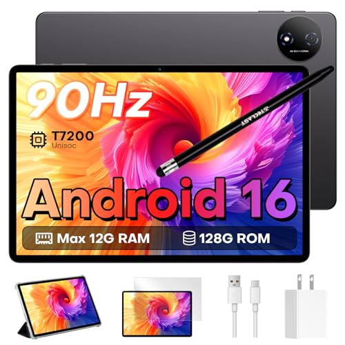 TECLAST Tablet Android 16 Tablets 11 Zoll, 90Hz Display, 12GB RAM 128GB(bis TF 2TB), 7000mAh, Octa-Core, Widevine L1, GPS, OTG, WLAN, BT 5.0, Tablets mit Stift, Hülle, Type-c Anschluss