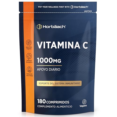 Vitamina C 1000 mg | 180 Comprimidos Veganos | Alternativa a las Cápsulas de Vitaminas | Horbaach